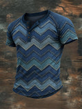 Men's Henry T-shirt in washed cotton with a used look, short sleeves
