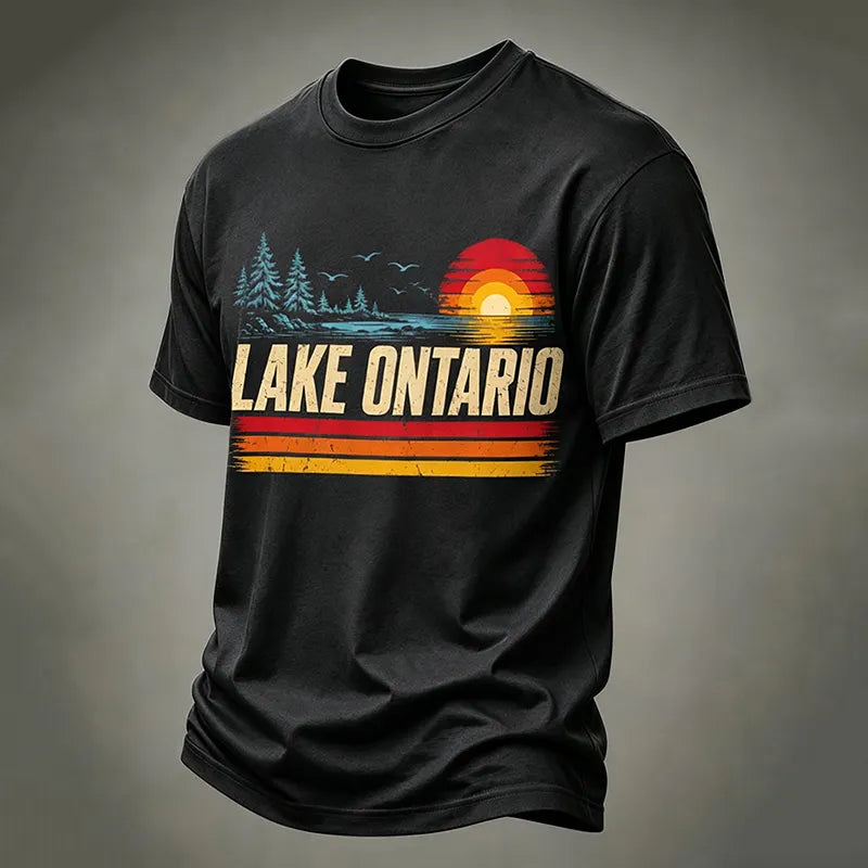 Men's Lake Ontario Printed Casual Crew Neck T-shirt
