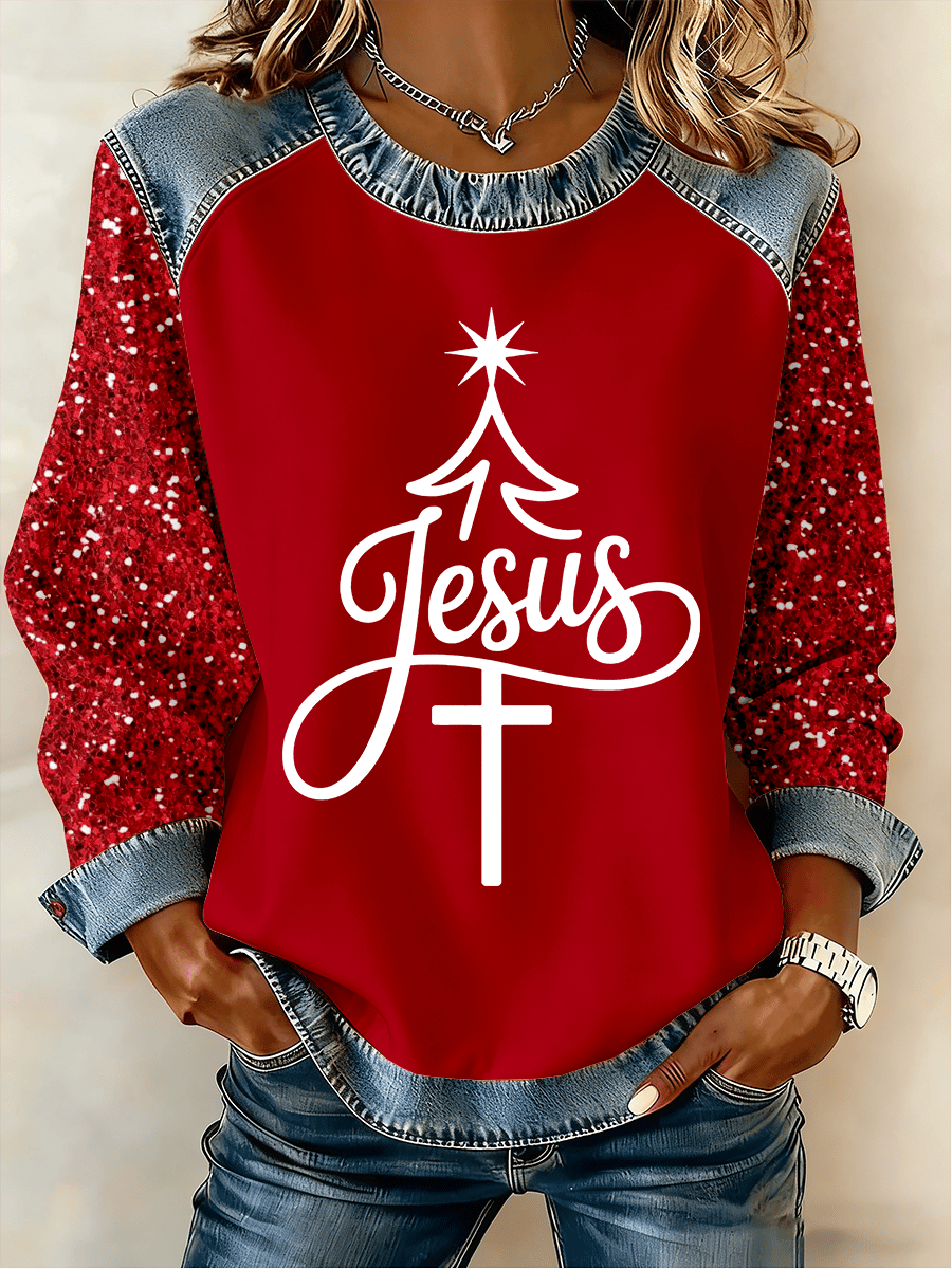 Women's Christmas Faith Print Sweatshirt