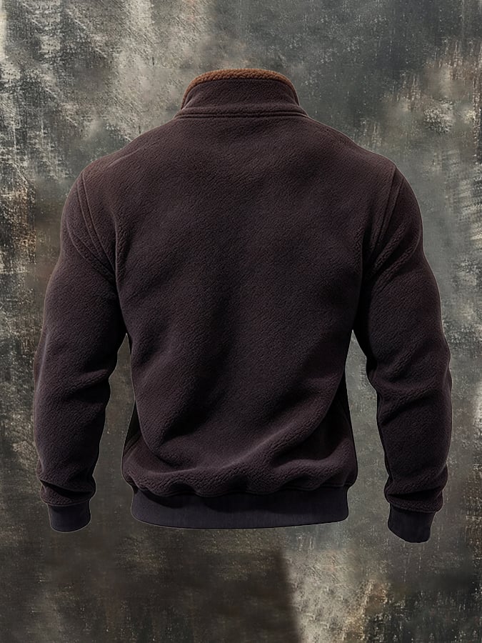 Men’s Retro Fleece-Lined Colorblock Quarter-Zip Sweatshirt