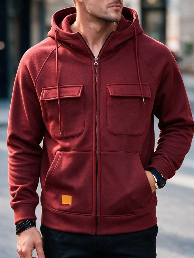 Men's Vintage Outdoor Multi-Pocket Hooded Jacket