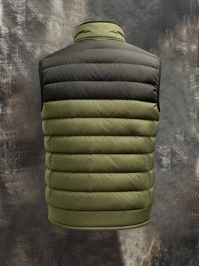 Men's Outdoor Multifunctional Color-Block Panel Down Vest