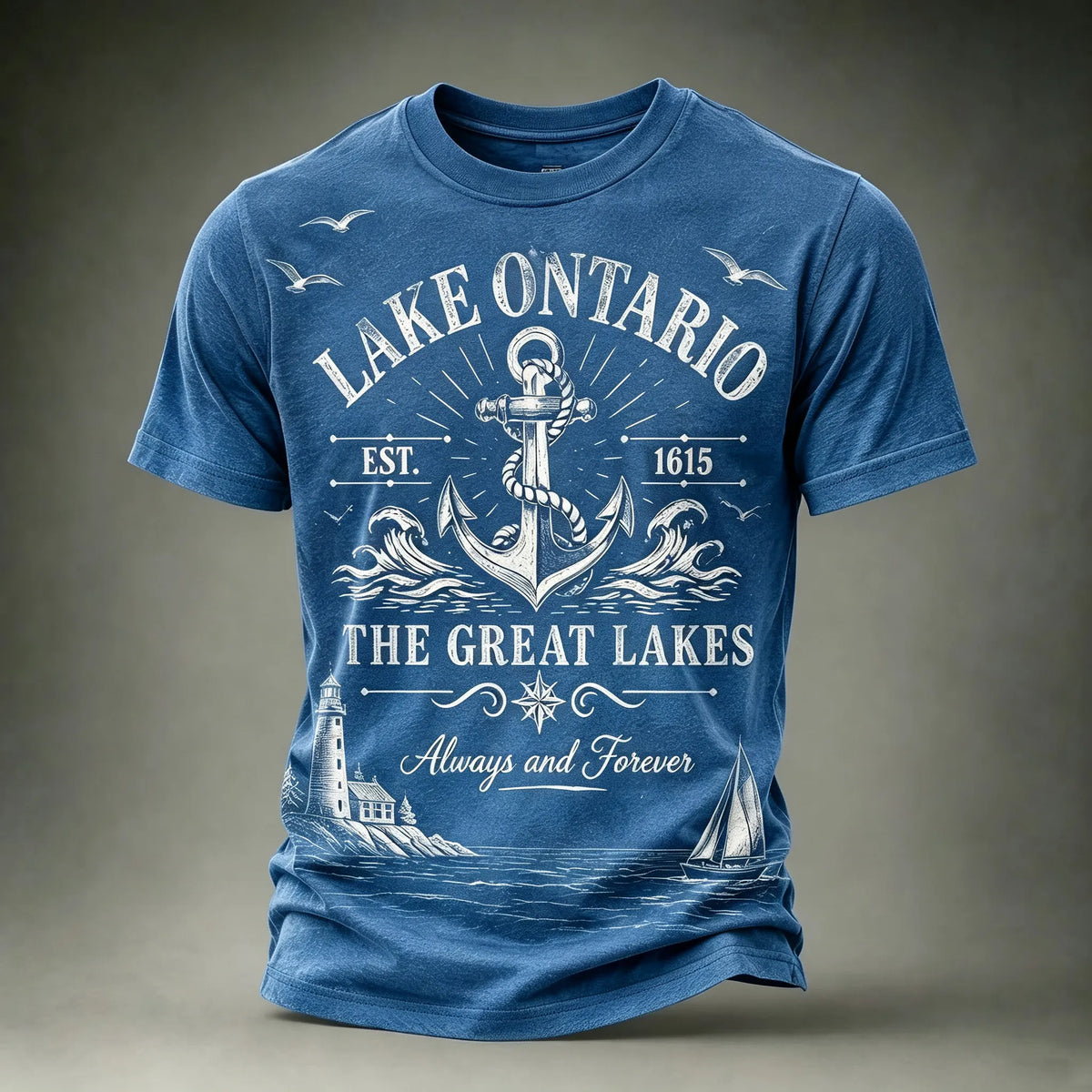 Men's Retro Lake Ontario Print T-shirt