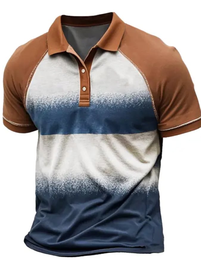 Classic, casual polo shirt with color block design for men