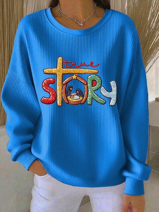 Women's Casual Print Long Sleeve Knit Top