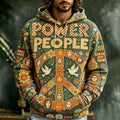 Men's Power To The People Doves Anthropomorphic Blooms Print Hoodie