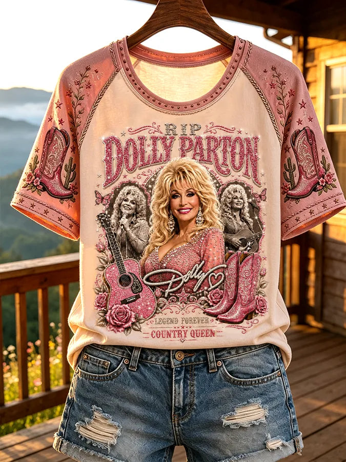 Women's Dollywood Dolly Parton Retro Tour Print T-Shirt
