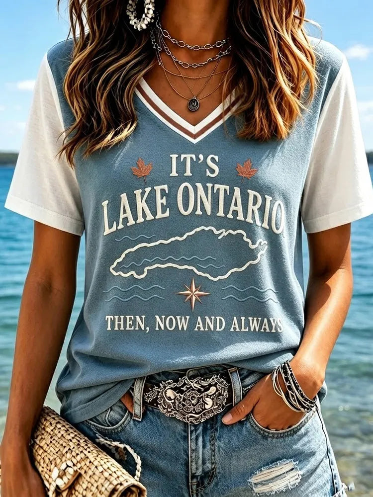 Women's "it's Lake Ontario. Then, Now And Always" V-neck T-shirts