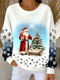 Women's Casual Christmas Print Knit Sweatshirt