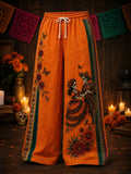 Men's Day Of The Dead Dancing Skeleton Couple Butterfly Dahlia Print Pants