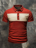 Men's retro wash colorblock short sleeve polo shirt