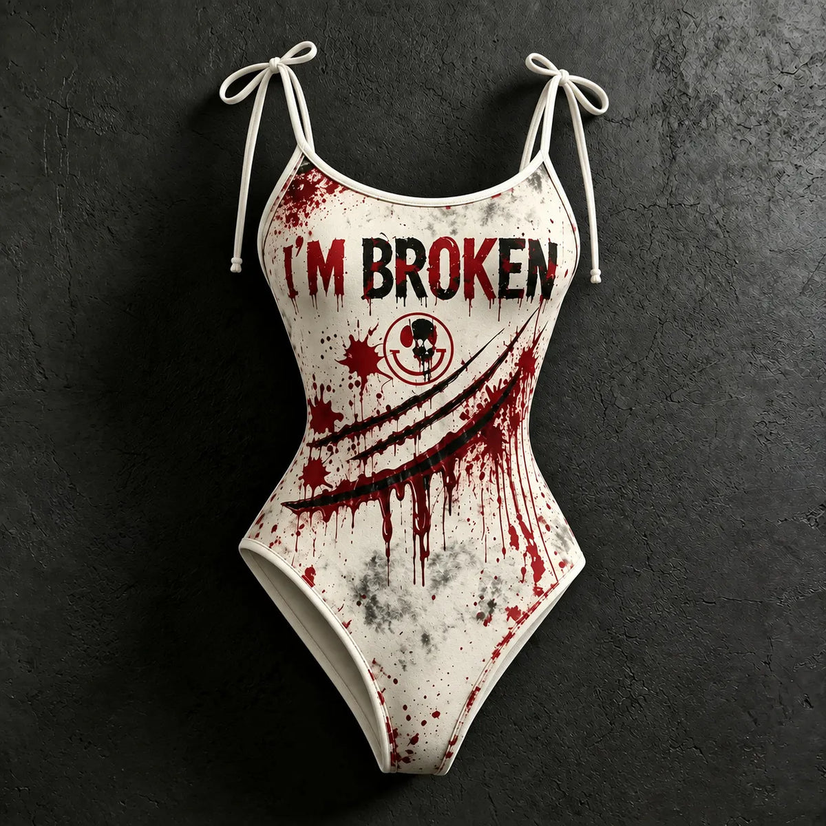 Women's Retro Halloween "i'm Broken" Bloodstain Print Sweatshirt Two-piece Set