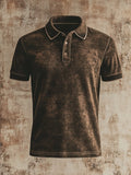 Men's vintage-wash short-sleeved polo shirt