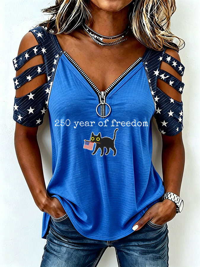 Women's America Flag Print Casual Top