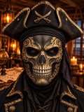 Black & Gold Pirate Skull Face Mask