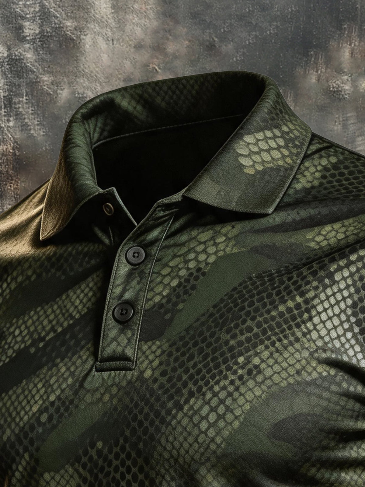 Men's Retro Color-Block Camouflage Short-Sleeve Polo Shirt