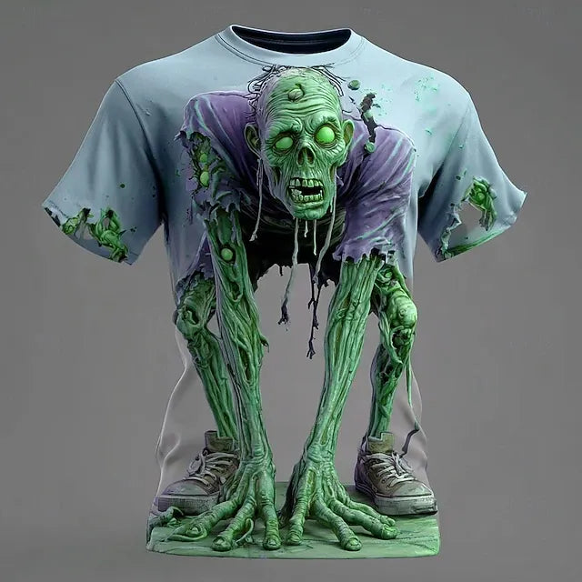 Men's Halloween Optical Illusion Zombies 3d Short Sleeve T-shirt