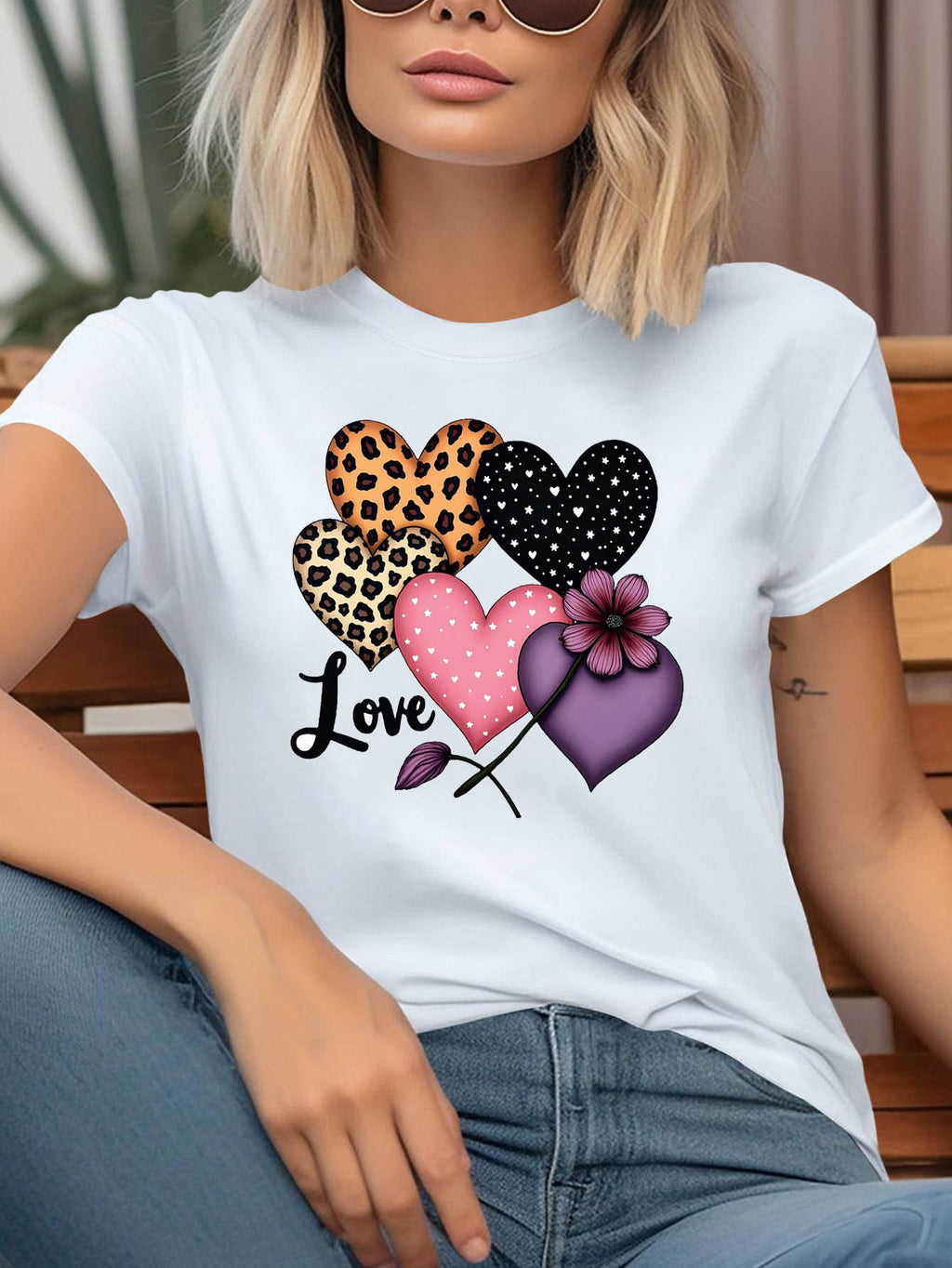 Leopard Heart Print T-Shirt