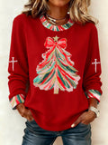 Women's Casual Retro Christmas Tree Sweatshirt