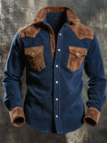 Men's Vintage Waffle-Knit Western Panel Shirt