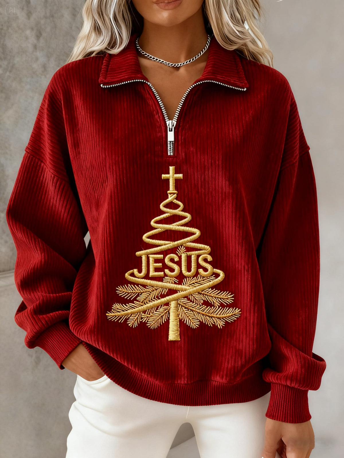 Women's Casual Faith Print Knit Sweatshirt
