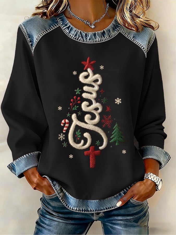 Women's Christmas Faith Print Top