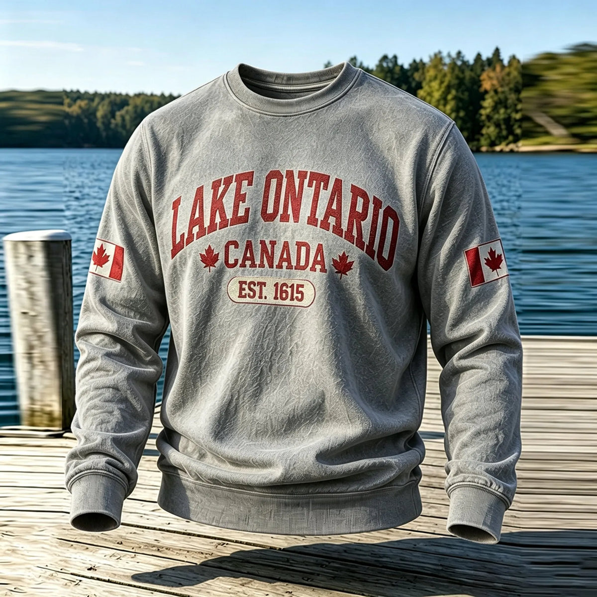 Men's 1615 Lake Ontario Printed Casual Warm Sweatshirt