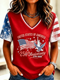 Women'S 250Th Anniversary Eagle Statue Of Liberty Printed T-Shirt