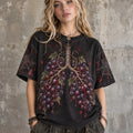 Women's Gothic Grape Skeleton Graphic Casual T-shirt