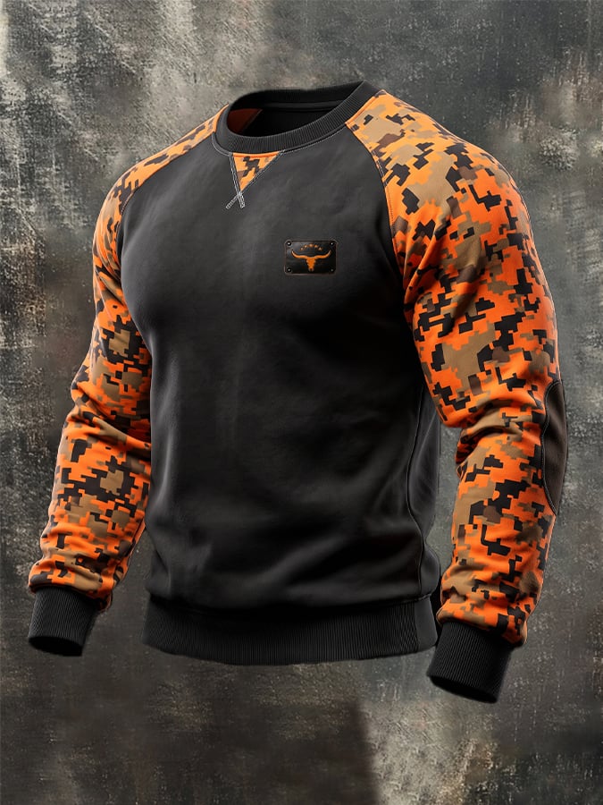 Men's Retro Camouflage-Panel Sweatshirt