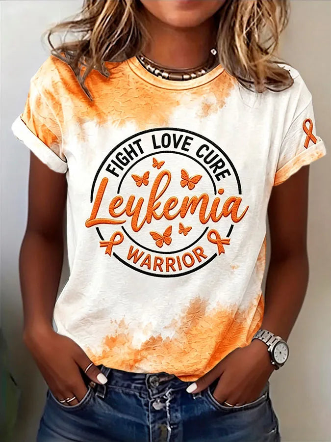 Women's Leukemia Awareness Print Casual T-Shirt