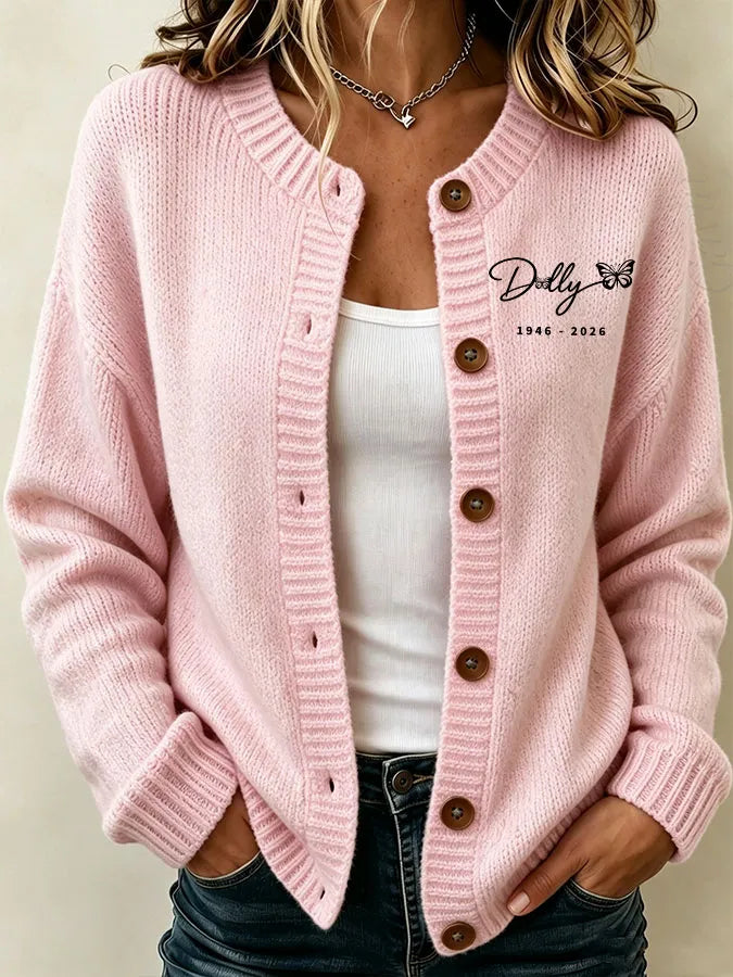 Women'S Commemorative Printed Knitted Cardigan