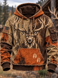 🦌🌲 Massive Antler Buck Forest Patchwork Hoodie