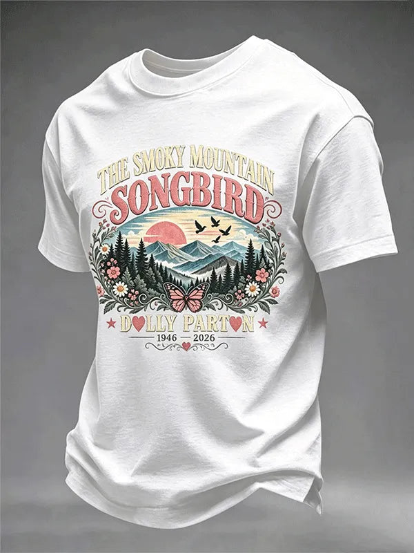 Men's Country Music Legend Tribute Print Round Neck T-shirt
