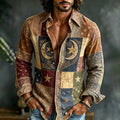 Men's Paisley Moon Star Patch Print Shirt