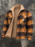 Men'S Vintage Plaid Jacket With Fleece Lining