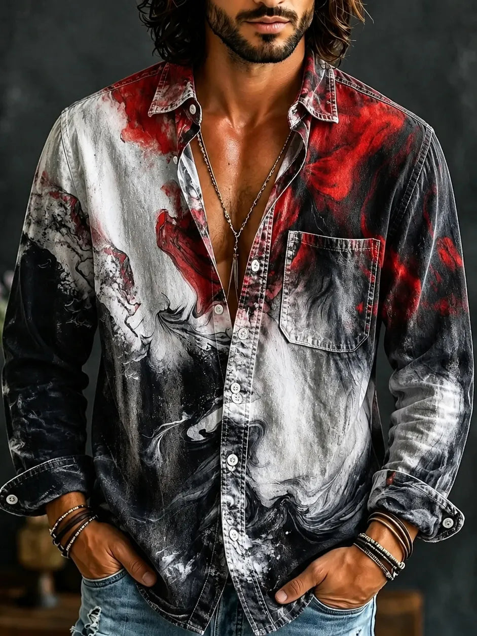 Men's Ink Halloween Style Printed Shirt