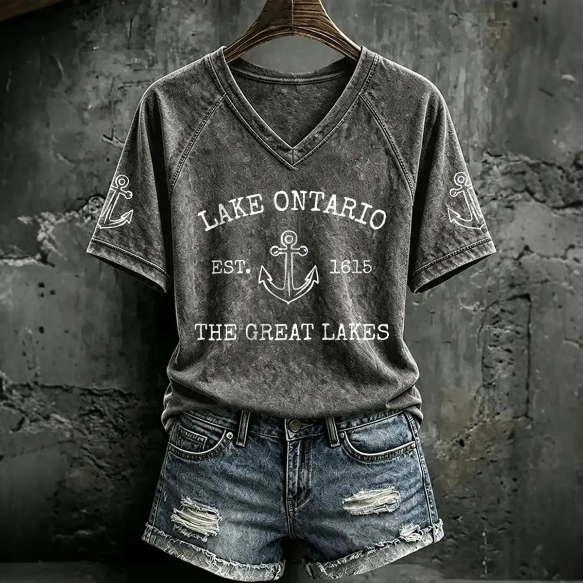 Women's 1615 Ontario Printed Casual Raglan Sleeve T-shirt