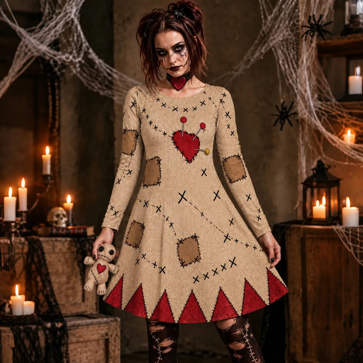 Women's Halloween Voodoo Doll Cosplay Dress