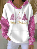 Women's Christmas Merry Christmas Print Casual Hooded Sweatshirt