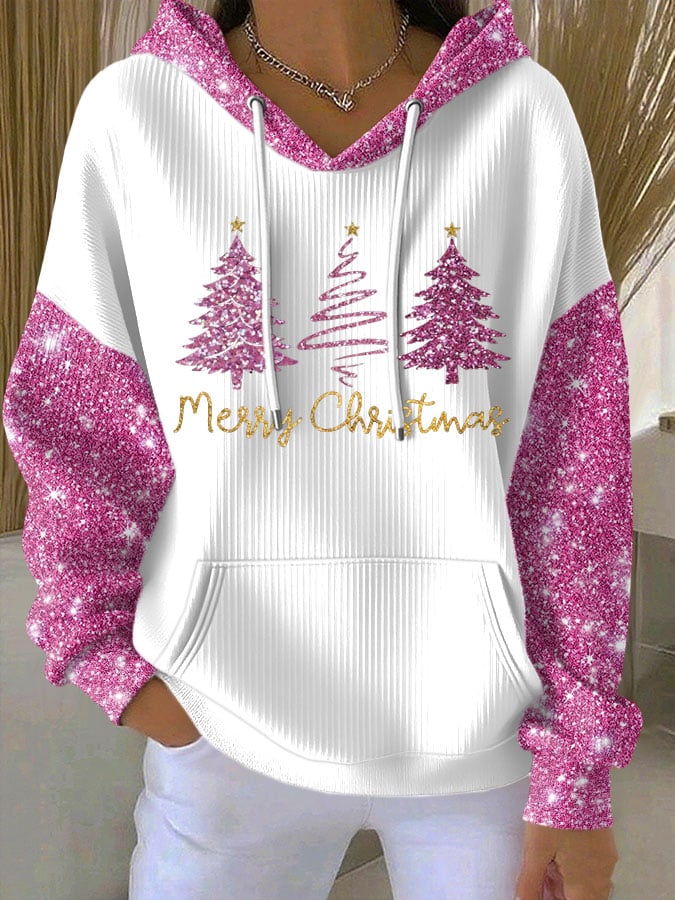 Women's Christmas Merry Christmas Print Casual Hooded Sweatshirt