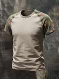 Men's round-neck raglan-sleeved T-shirt in color block style