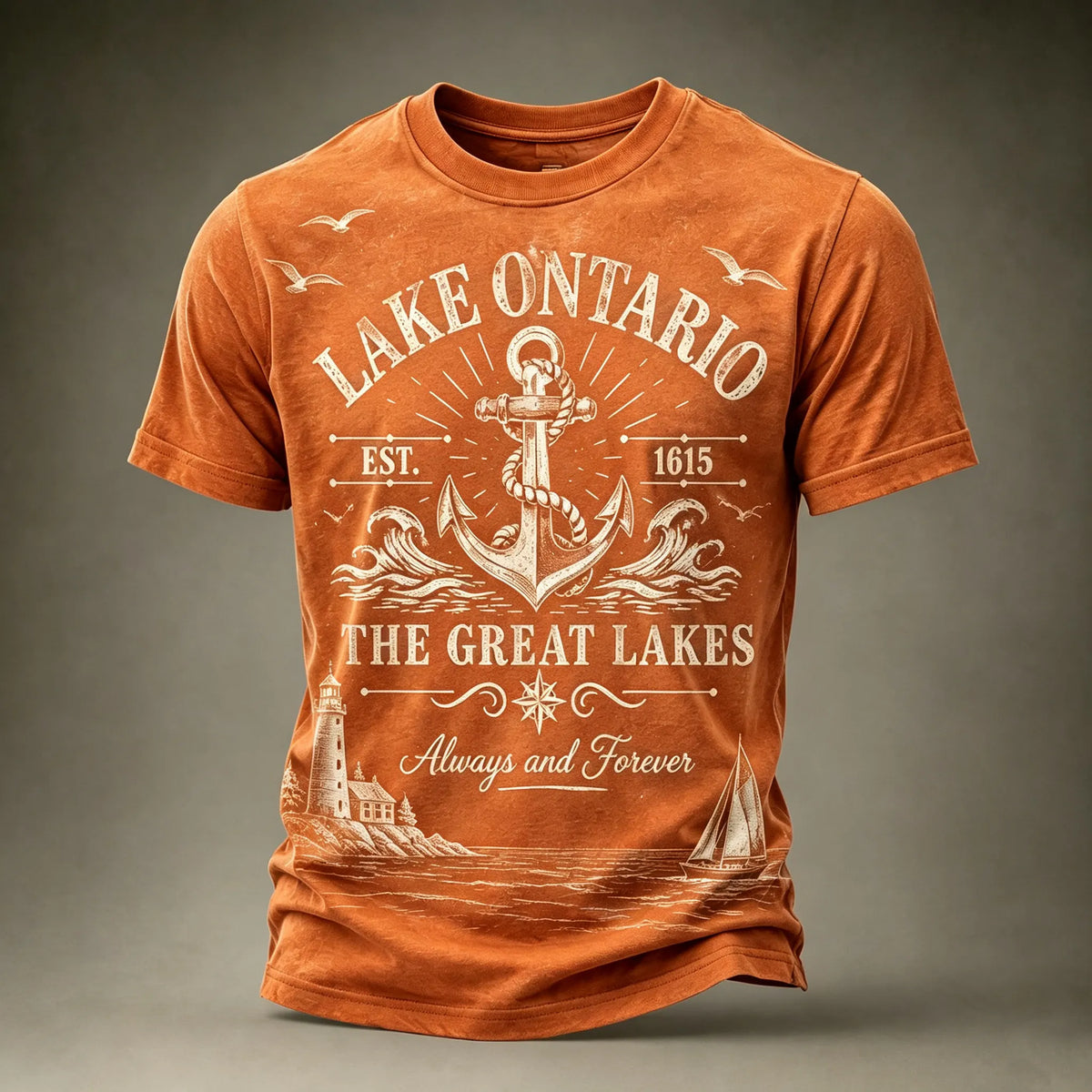 Men's Retro Lake Ontario Print T-shirt
