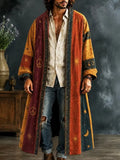 Men's Vibrant Boho Star Celestial Peace Blocks Print Kimono Cardigan