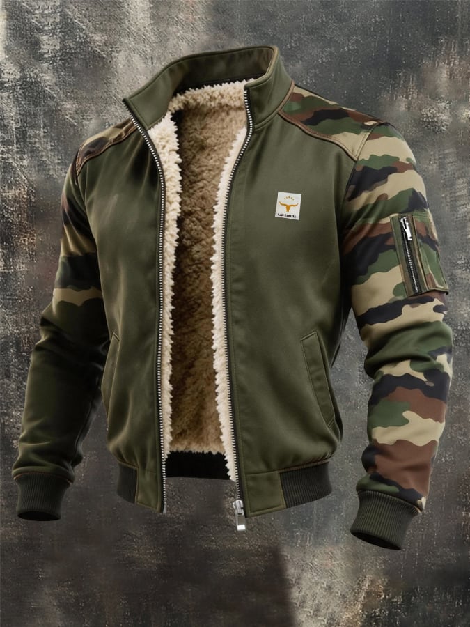 Men's Vintage Camouflage Insulated Multi-Pocket Outdoor Jacket
