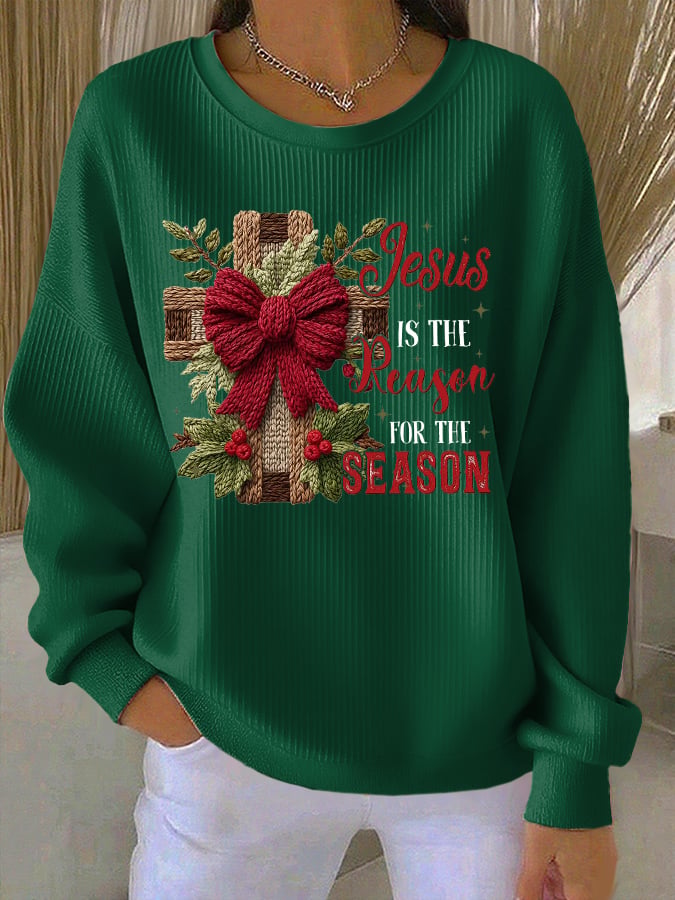 Women's Casual Print Long Sleeve Knit Top