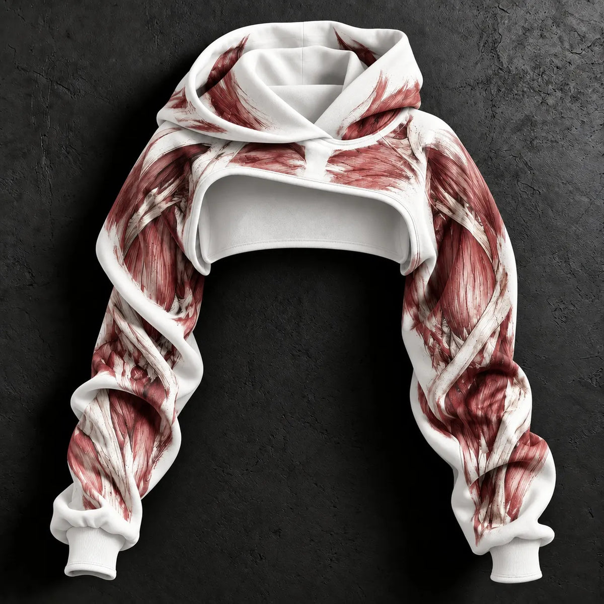 Women's Vintage Halloween Muscle Art Print Hoodie Two Piece Set