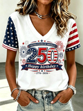 Women'S America Flower Print Printed T-Shirt