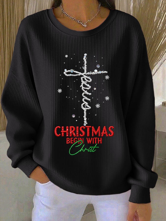 Women's Casual Print Long Sleeve Knit Top
