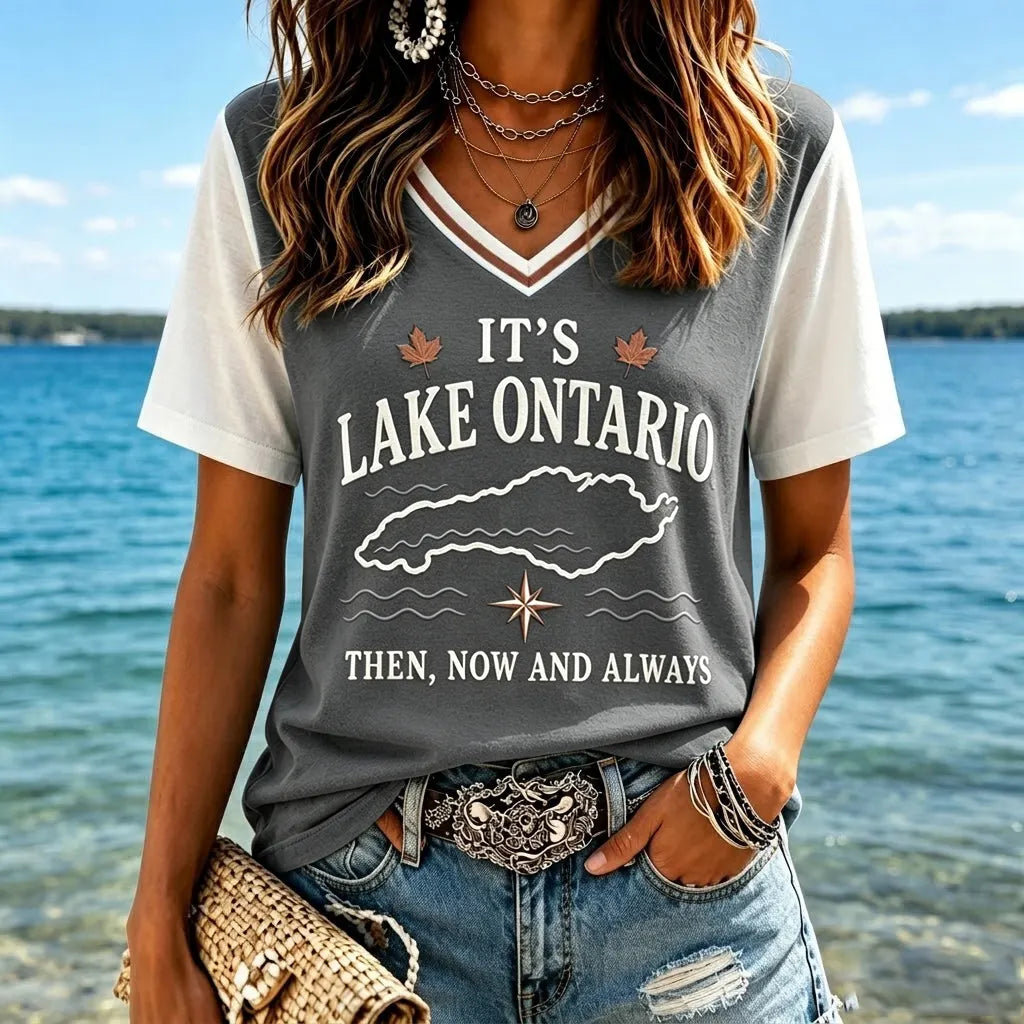 Women's "it's Lake Ontario. Then, Now And Always" V-neck T-shirts